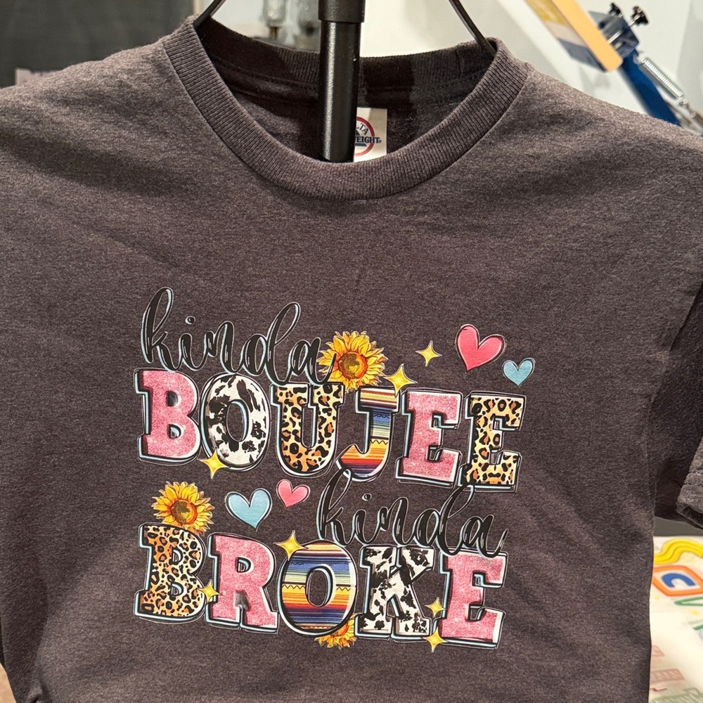 Kinda Boujee Kinda Broke Graphic Tee - Black